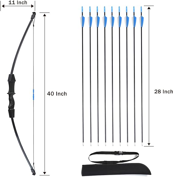 Photo 1 of 45" Bow and Arrow Set for Kids, Archery Beginner Gift with 9 Arrows 2 Target Face, 1 Arm Guard and 1 Quiver, 18 Lb Recurve Bow Kit for Teen Outdoor Sports Game Longbow

