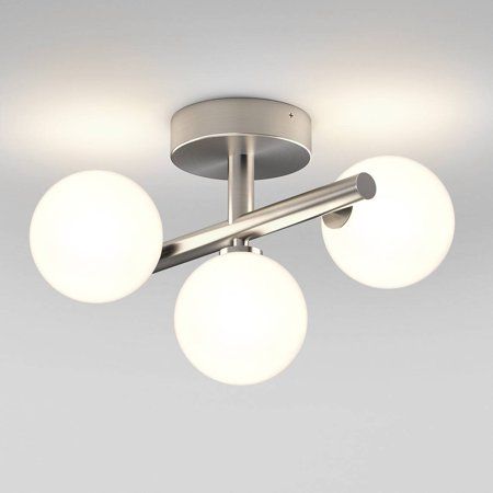 Photo 1 of Bloom 13 in. 3-Light Modern Brushed Nickel Integrated LED 3 CCT Flush Mount Ceiling Light Fixture for Kitchen or Bedroom
