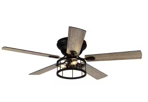 Photo 1 of Ableton Hugger 52 in. Black Indoor Ceiling Fan with Remote Control and Light Kit Included
