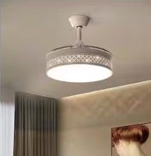 Photo 1 of 42 in.LED Matte Modern Indoor Low Profile White Smart Retractable Semi-Flush Mount Ceiling Fan Light with Remote Control
