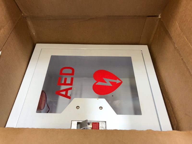 Photo 1 of AED Defibrillator Wall Mount Storage Cabinet, CMXIKJ Stainless Steel AED Cabinet with Snap Lock, fits All Brands Cardiac Science for Home, Office, Hospital and Public Places, 14.1 x 7 x 15.7 Inch Aed-002