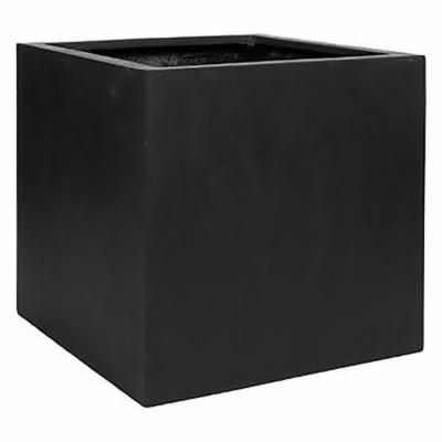 Photo 1 of Block Small 12 in. Tall Black Fiberstone Indoor Outdoor Modern Square Planter

