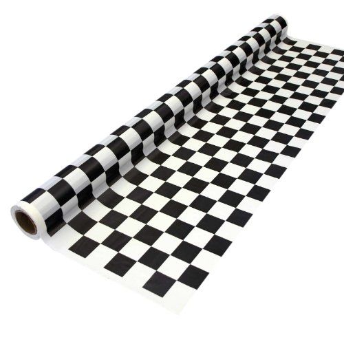 Photo 1 of Party Essentials Printed Plastic Banquet Table Roll, 40" X 100', Black and White Checked
