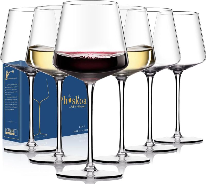 Photo 1 of Physkoa Wine Glasses Set 6 -?16Oz? White Wine Glasses with Tall Long Stem,Stemmed Crystal Wine Glasses-Square with Flat Bottom?Universal? Wine Gifts for Birthday,Wedding
