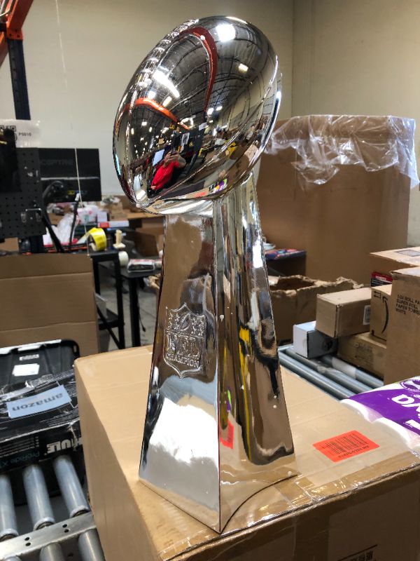 Photo 3 of Spire Designs Fantasy Football Trophy - Chrome Replica Championship Trophy - First Place Winner Award for League - 2 Sizes 9"