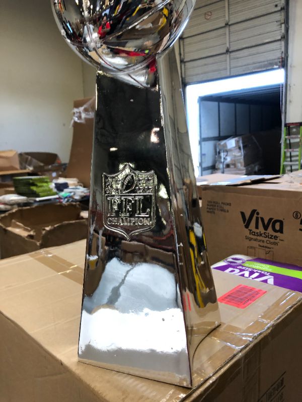 Photo 2 of Spire Designs Fantasy Football Trophy - Chrome Replica Championship Trophy - First Place Winner Award for League - 2 Sizes 9"