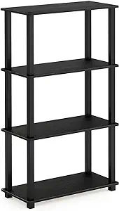 Photo 1 of furinno fits sp[ace fit budget Furinno Turn-N-Tube 4-Tier Multipurpose Shelf Display Rack, Square Tube, Americano/Black