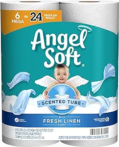 Photo 1 of Angel Soft® Toilet Paper with Fresh Linen Scented Tube, 6 Mega Rolls = 24 Regular Rolls, 2-Ply Bath Tissue 4pcs
