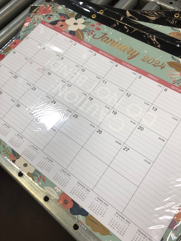 Photo 2 of 2024-2025 Desk Calendar - Desk Calendar 2024-2025, 18-Month Desk/Wall Calendar, Jul. 2024 - Dec. 2025, 16.8" x 12", Desk Calendar with Corner Protectors, Ruled Blocks - Black Floral