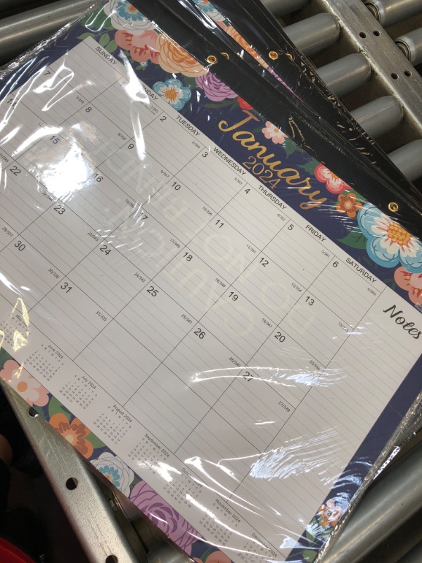 Photo 2 of 2024-2025 Desk Calendar - Desk Calendar 2024-2025, 18-Month Desk/Wall Calendar, Jul. 2024 - Dec. 2025, 16.8" x 12", Desk Calendar with Corner Protectors, Ruled Blocks - Black Floral