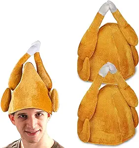 Photo 1 of 2 Pack Thanksgiving Roasted Turkey Hat for Men Women Kids Plush Turkey Hat Costume Turkey Party Accessory Holiday Trot for Christmas Xmas Party Favors Supplies Brown, Large