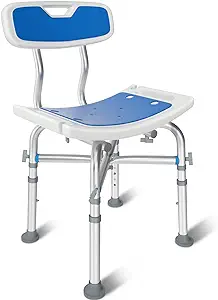 Photo 1 of Heavy Duty Shower Chair with Back 550lb, Height Adjustable Bath Seat with EVA Pad, Anti-Slip Shower Bench Bathtub Stool for Elderly, Senior, Handicap & Disabled, Tool-Free Assembly