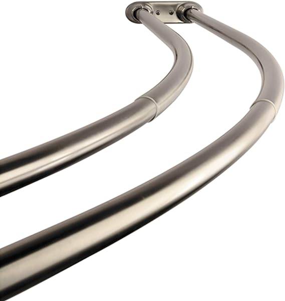 Photo 1 of ARISTA Double Adjustable 60-in to 72-in Curved Shower Rod in Brushed Nickel