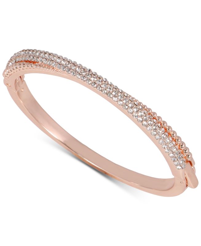 Photo 1 of Charter Club Rose Gold-Tone Pave Crisscross Bangle Bracelet