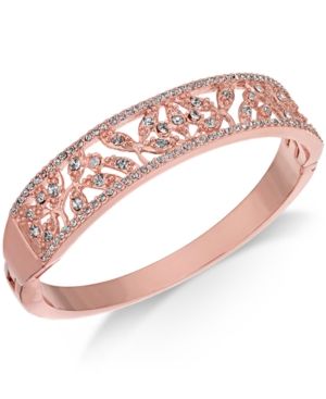 Photo 1 of Charter Club Rose Gold-Tone Crystal Filigree Bangle Bracelet, 