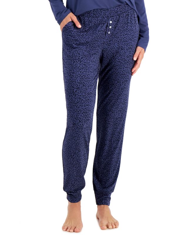 Photo 1 of SIZE XS Alfani Women's Essentials Ultra-Soft Knit Jogger Pajama Pants Animal Dot