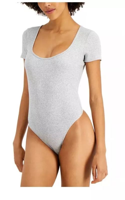 Photo 1 of SIZE XL JENNI Intimate Square Neck Ribbed Bodysuit-Grey Heather