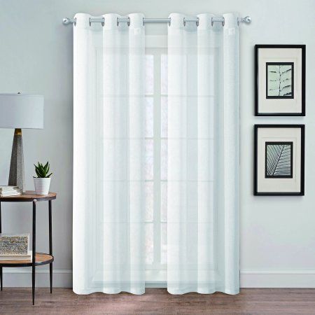 Photo 1 of Au Natural White Linen Grommet Room Darkening Curtain - 38 in. W X 84 in. L (Set of 2)