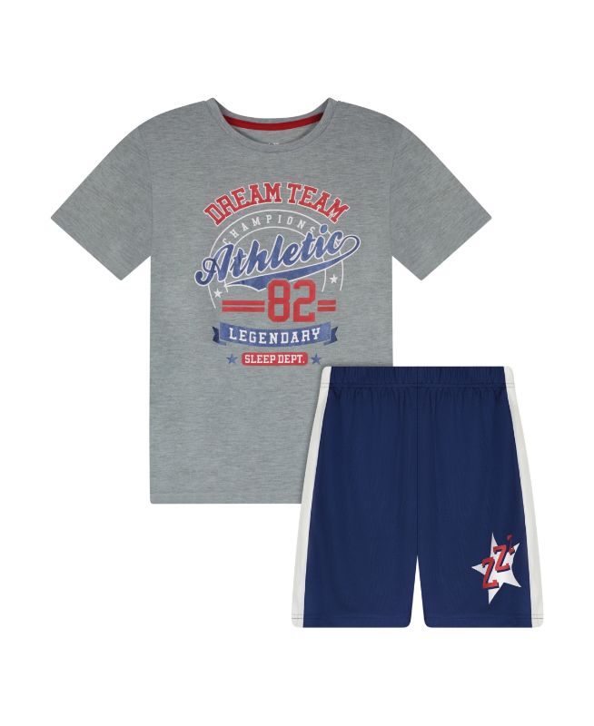 Photo 1 of SIZE 6-7 Max & Olivia Little Boys Short Sleeves Top and Longer Length Print Shorts, 2 Piece Set - Gray