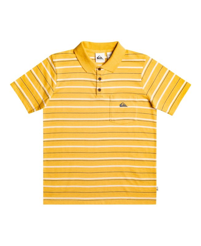 Photo 1 of SIZE L/14 Quicksilver Big Boys Youth New Polo Shirt - Bright Gold Stripe Polo