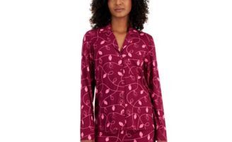 Photo 1 of SIZE S Jenni Women's Supersoft Notched-Collar Pajamas Top