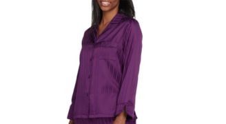 Photo 1 of SIZE S Miss Elaine Women's Striped Notched-Collar Pajama Top