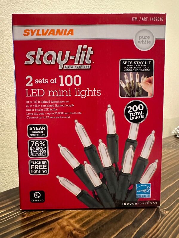 Photo 1 of Sylvania Stay-lit 100 Mini Pure White LED Lights 2-pack