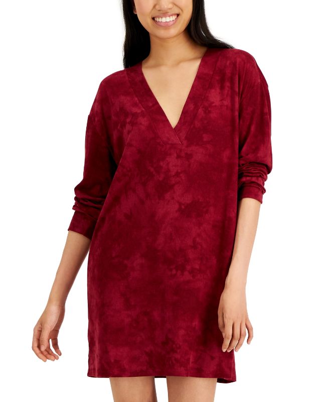 Photo 1 of size xs Jenni Women S Printed Long-Sleeve Sleepshirt Plum 