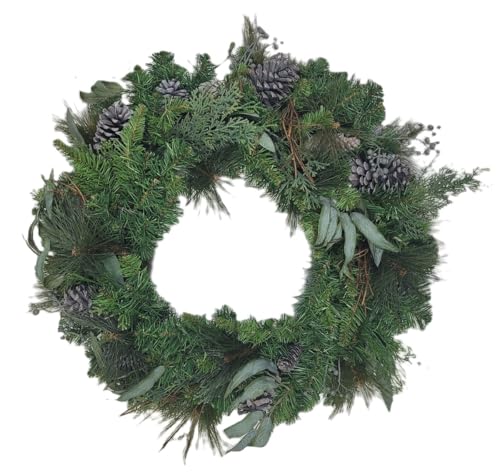 Photo 2 of 30-In Pre- Artificial Natural Christmas Wreath 50 LED Lights Battery Operated