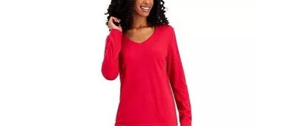 Photo 1 of SIZE XL Charter Club Women's Long Sleeve Soft Knit Candy Red PJ Top