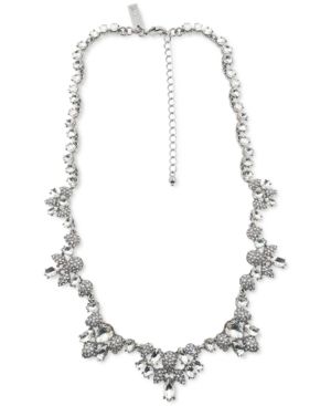 Photo 1 of Silver-Tone Crystal Teardrop Statement Necklace 16 + 3 Extender