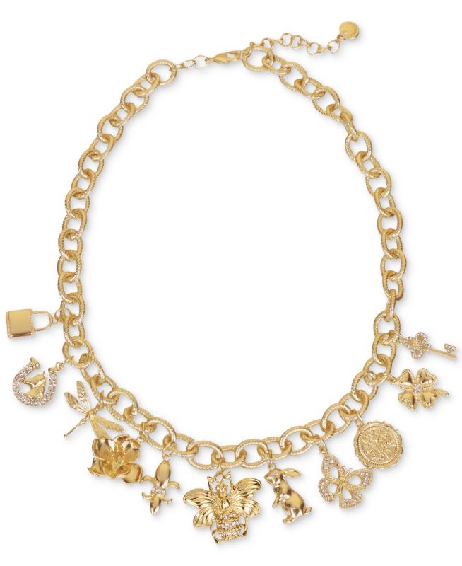 Photo 1 of Charter Club Gold-Tone Pave Mixed Charm Statement Necklace, 18-1/2 + 2 Extender