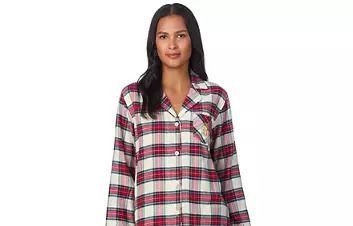 Photo 1 of SIZE M LAUREN RALPH LAUREN WOMEN'S RED PLAID PAJAMA TOP