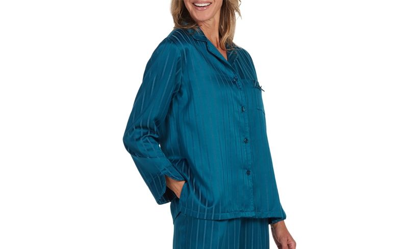 Photo 1 of SIZE S Miss Elaine Women's 2-Pc. Striped Notched-Collar Pajama Top