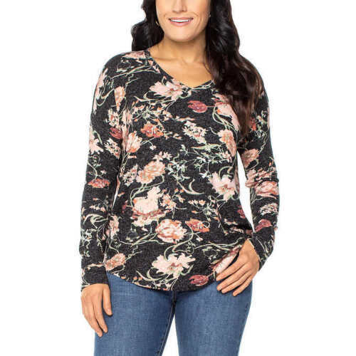 Photo 1 of SIZE L Well Worn Ladies V-Neck Long Sleeve Top (Multi Floral)