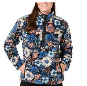 Photo 1 of Hurley Ladies' Snap Plush Pullover, Blue Floral Abundance Size M