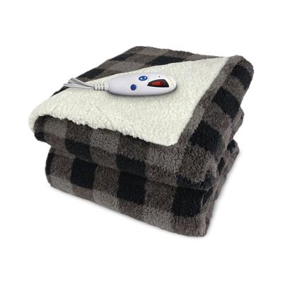 Photo 1 of Biddeford Sherpa Digital Buffalo Check Heated Throw - Black/grey