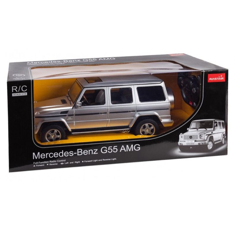 Photo 1 of Rastar Remote Control Car Mercedes-Benz G55 Silver- 1/14

Dimensions: 32.3 cm long x 14.8 cm wide x 13.9 cm high

2WD

AA batteries (not included)

Scale 1/14

Sound and light effects