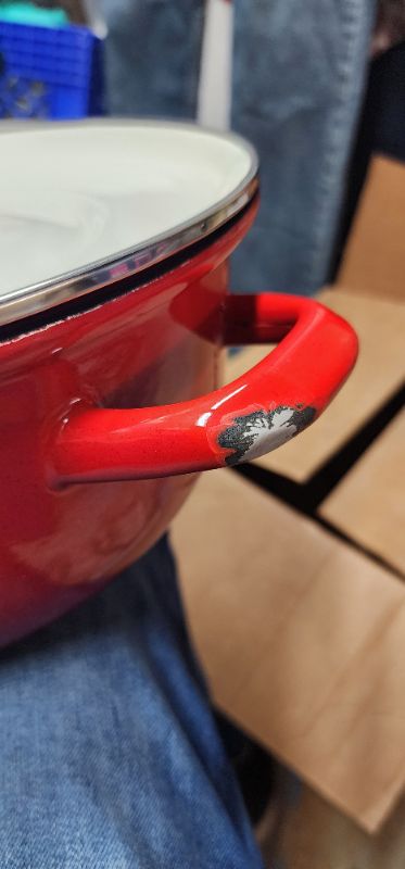 Photo 1 of Merten & Storck German Enameled Iron, Round 5.3QT Dutch Oven Pot with Lid, Foundry Red