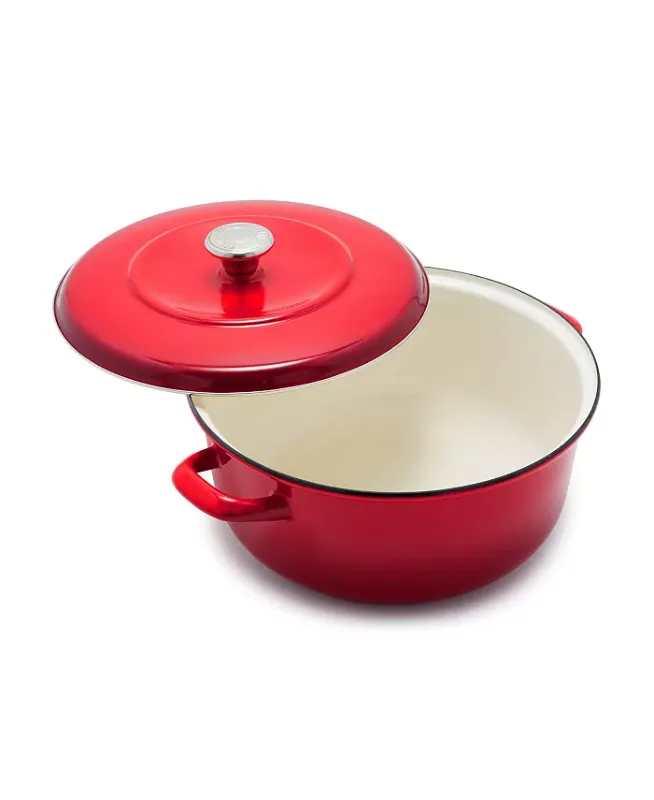 Photo 1 of Merten & Storck German Enameled Iron, Round 5.3QT Dutch Oven Pot with Lid, Foundry Red