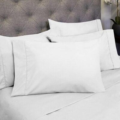 Photo 1 of TWIN SIZE Essential Colors 4-Piece Sheet Set Ultra Soft Microfiber Bedding White the set includes 2 pillowcases 1 fitted sheet and 1 flat sheet