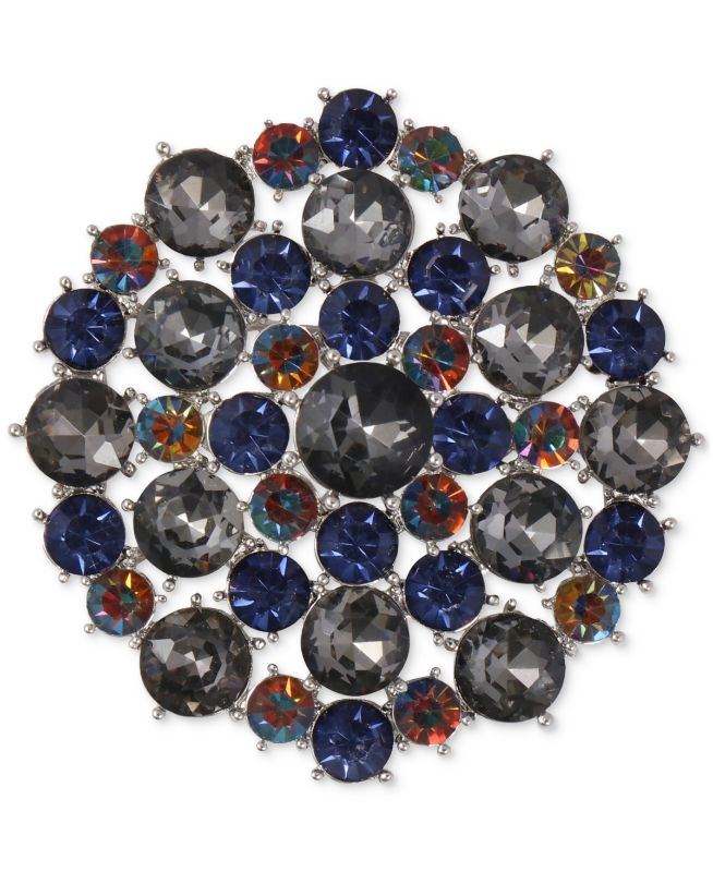 Photo 1 of Charter Club Silver-Tone Mixed Stone Circular Pin, - Crystal