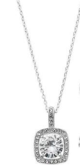 Photo 1 of Silver Plate Cubic Zirconia Necklace,18 + 3 Extender - Silver