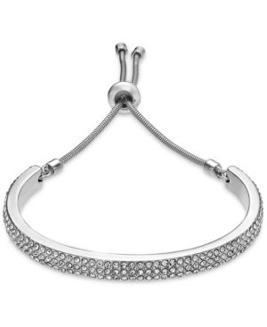 Photo 1 of Alfani Pave Curved Bar Slider Bracelet: Silver-Tone