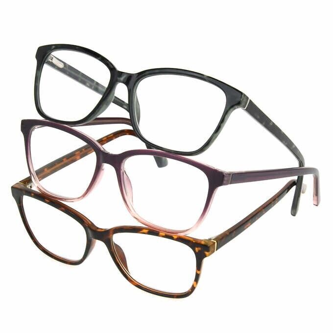 Photo 1 of +1.50 Design Optics by Foster Grant Kiersey Plastic Square Reading Glasses, 3-pack