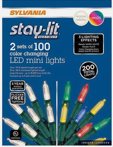 Photo 1 of Sylvania Stay Lit Indoor/Outdoor 33 Ft Plug-in Color Changing LED Light Ropes 