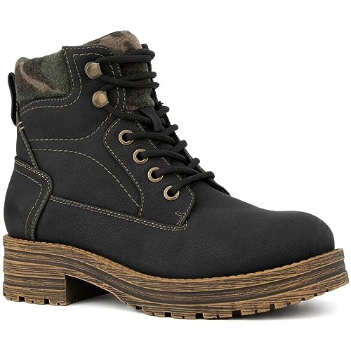 Photo 1 of Zodiac Womens Faux Leather Faux Fur Combat & Lace-up Boots Size 9 