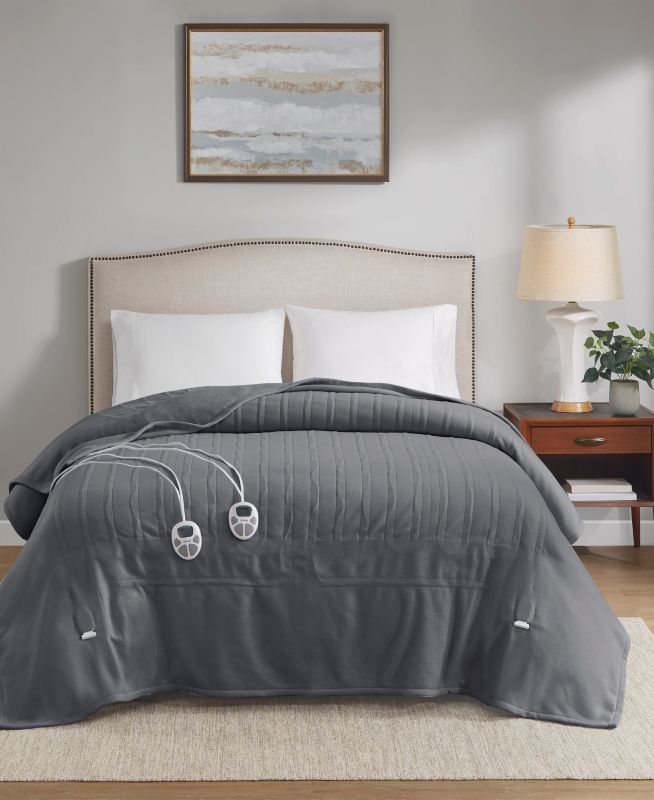 Photo 1 of KING SIZE Premier Comfort Classic Fleece Heated Blanket,- Grey