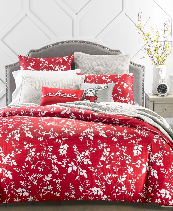 Photo 1 of Charter Club Damask Designs Leaves Silhouette Cotton Sateen 2-Pc. Reversible Twin Duvet Cover Set