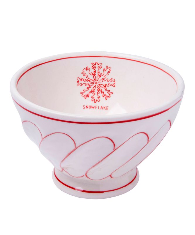 Photo 1 of 3 pieces Molly Hatch Bowls - White & Red Snowflake Cereal Bowl